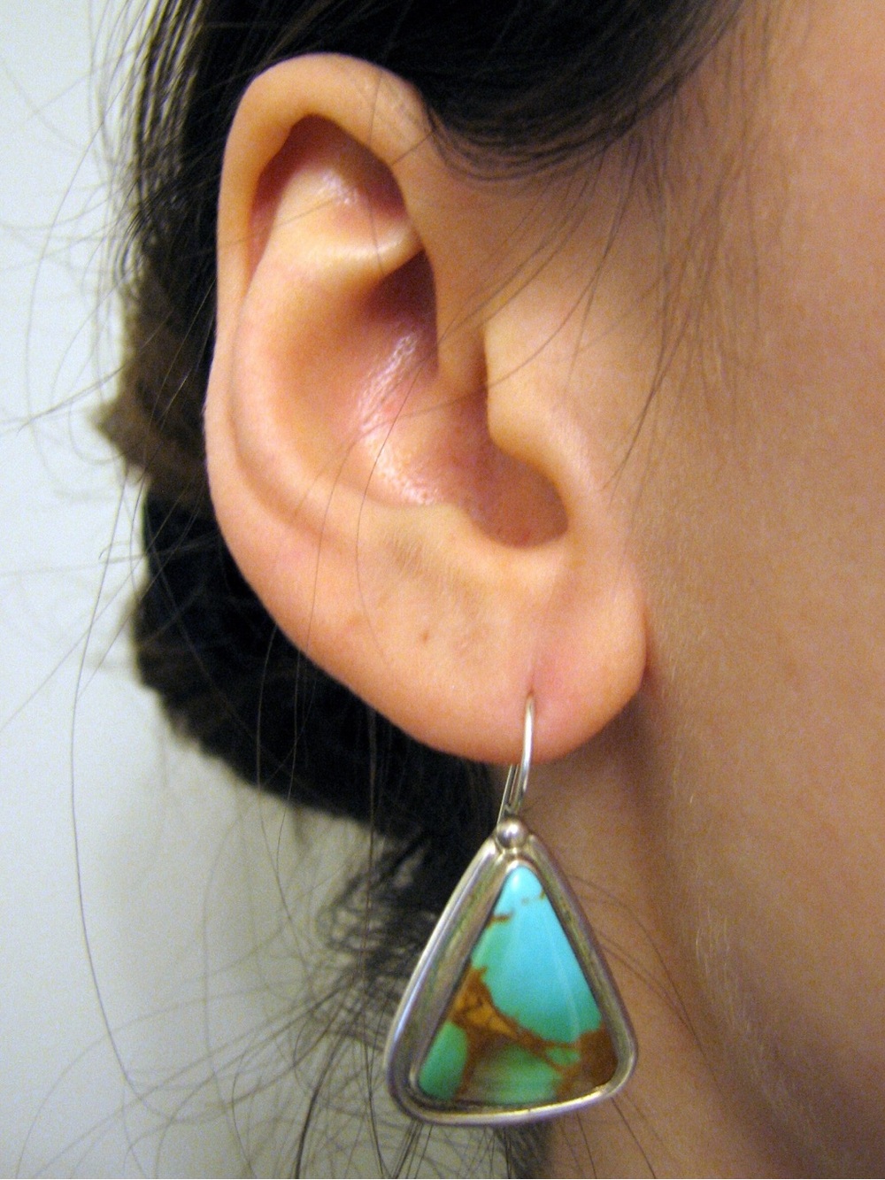 Vintage Navajo Turquoise Sterling Silver Dangle Earrings, Native, Southwestern